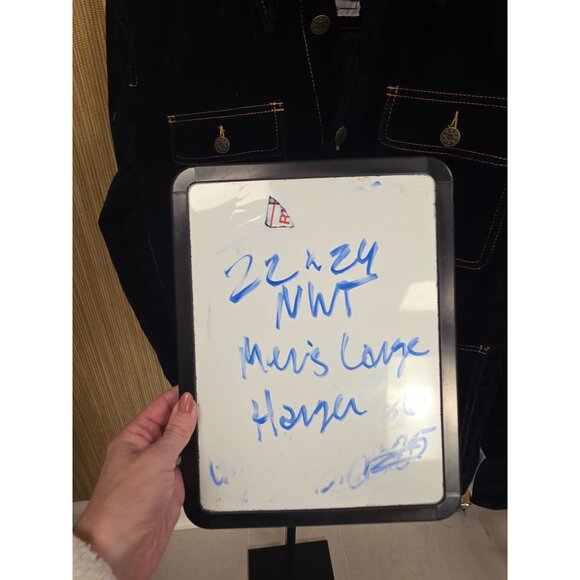 NWT J4 Jacket Mens Navy Blue Velvet Button-Up Jacket Contrast Stitching Size L - Picture 9 of 9